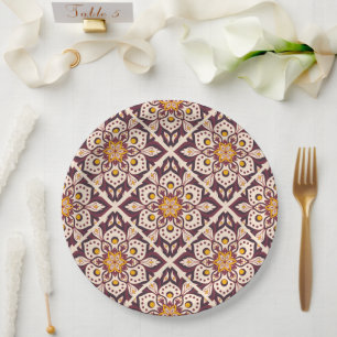 Mid-Century Modern Geometric Pattern – Retro Abstr Paper Plate