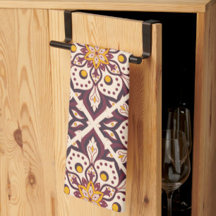 Mid-Century Modern Geometric Pattern – Retro Abstr Tea Towel