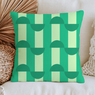 Mid Century Modern Geometric Pattern RETRO Green  Cushion