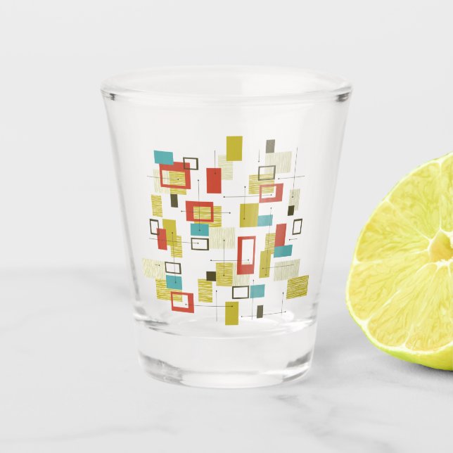 Mid Century Modern Geometric Pattern Shot Glass (Front)