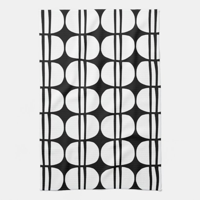 Mid Century Modern Geometric Pattern Tea Towel (Vertical)