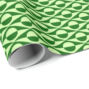 Mid-Century Modern geometric, pine and mint green Wrapping Paper