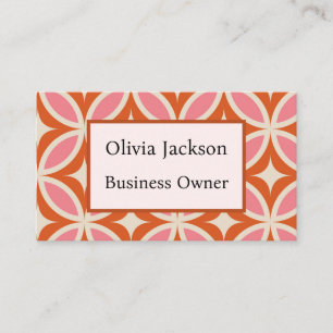 Mid century modern geometric pink orange  Custom  Business Card