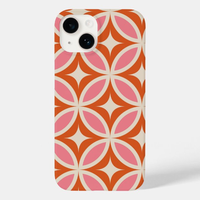 Mid Century Modern Geometric  Pink Orange Pattern  Case-Mate iPhone Case (Back)