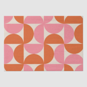 Mid century modern geometric pink orange pattern  tissue paper