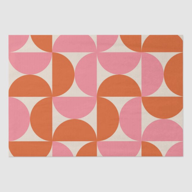 Mid century modern geometric pink orange pattern  tissue paper (Front)