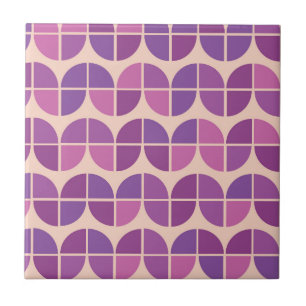 Mid Century Modern Geometric Pink Purple  Tile