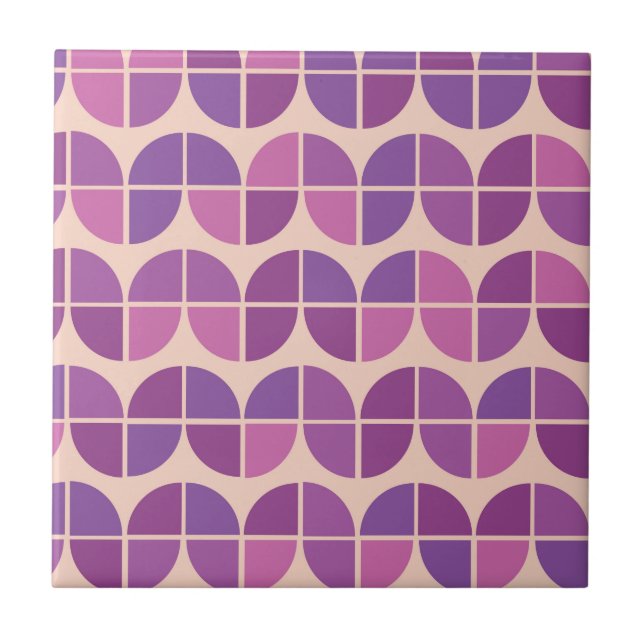 Mid Century Modern Geometric Pink Purple  Tile (Front)