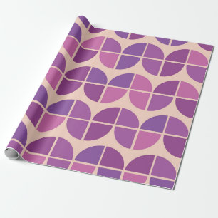 Mid Century Modern Geometric Pink Purple  Wrapping Paper