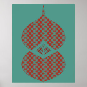 Mid Century Modern Geometric Red Turquoise Poster