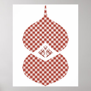 Mid Century Modern Geometric Red White Poster