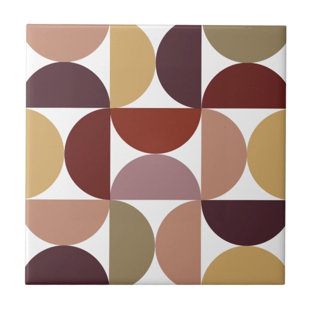 Mid-Century Modern Geometric Retro Terracotta  Tile (Front)