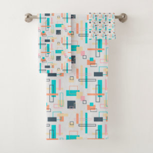 Mid Century Modern Geometric Shapes Bath Towel Set