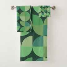Mid Century Modern Geometric Shapes Green 
