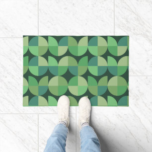 Mid Century Modern Geometric Shapes Green  Doormat