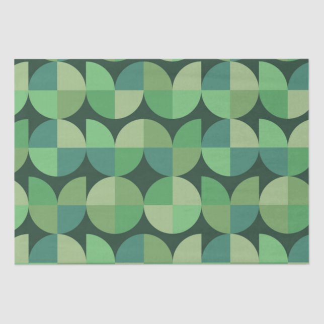 Mid Century Modern Geometric Shapes Green  Tissue Paper (Front)