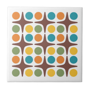 Mid Century Modern Geometric Starburst Design Tile