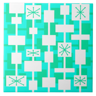 Mid Century Modern Geometric Turquoise Tile