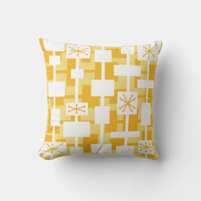 Mid Century Modern Geometric Yellow Cushion (Front)