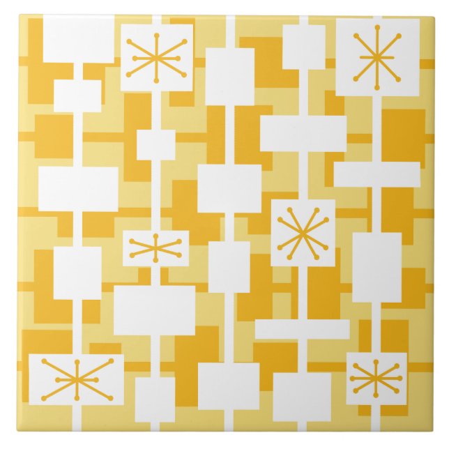 Mid Century Modern Geometric Yellow Tile (Front)