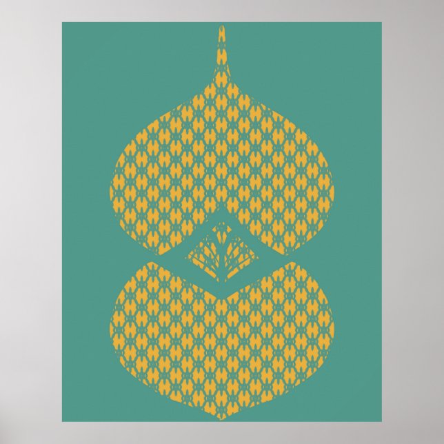 Mid Century Modern Geometric Yellow Turquoise Poster (Front)