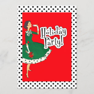 Mid Century Modern Girl Retro Holiday Party Custom Invitation