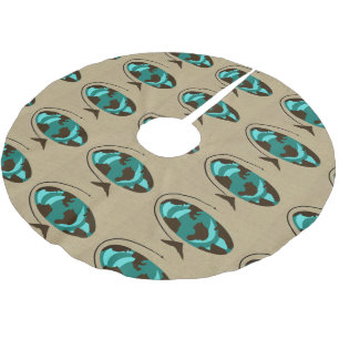 Mid Century Modern Globe Art Christmas Tree Skirt