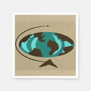 Mid Century Modern Globe Art Disposable Napkins