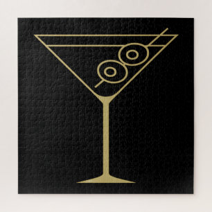 Mid Century Modern Gold 2 Olive Martini Jigsaw Puzzle