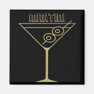 Mid Century Modern Gold 2 Olive Martini Magnet