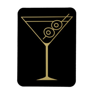 Mid Century Modern Gold 2 Olive Martini Magnet