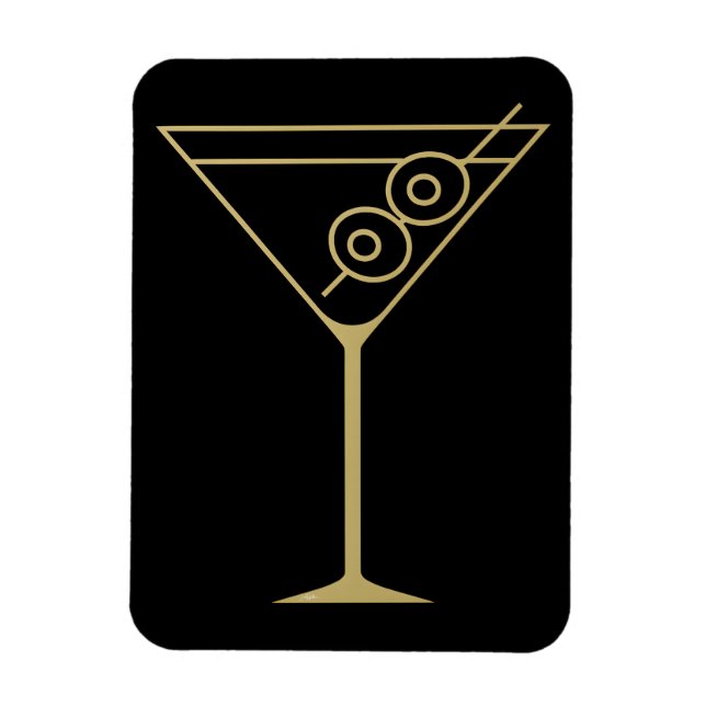 Mid Century Modern Gold 2 Olive Martini Magnet (Vertical)