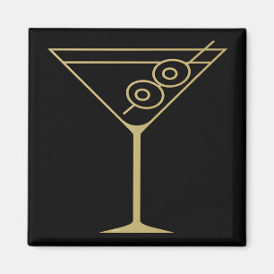 Mid Century Modern Gold 2 Olive Martini Magnet