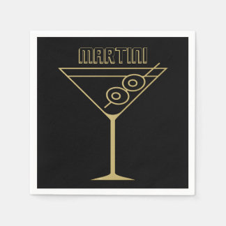 Mid Century Modern Gold 2 Olive Martini Napkin