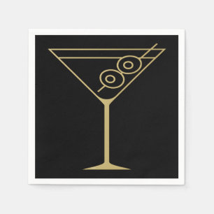 Mid Century Modern Gold 2 Olive Martini Napkin