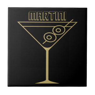 Mid Century Modern Gold 2 Olive Martini Tile