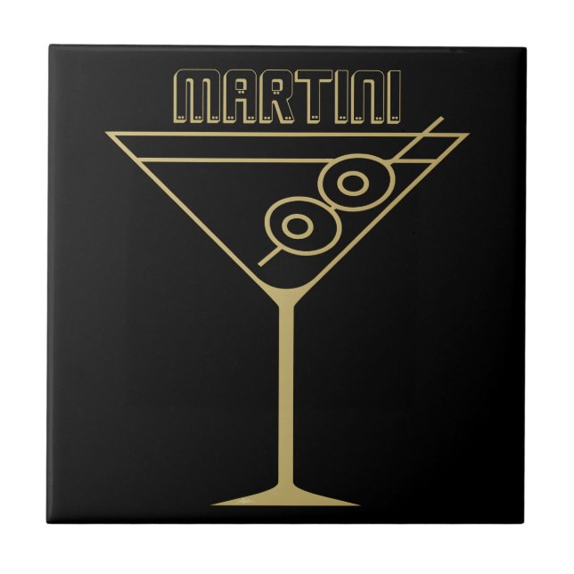 Mid Century Modern Gold 2 Olive Martini Tile (Front)