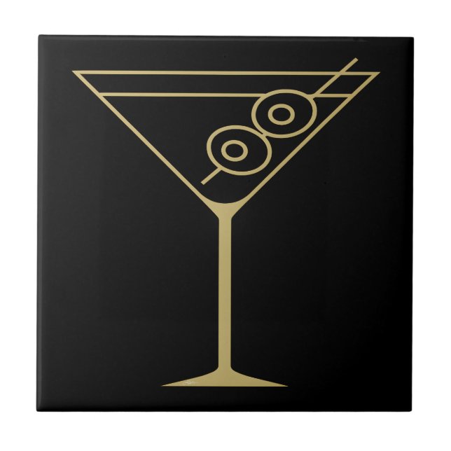 Mid Century Modern Gold 2 Olive Martini Tile (Front)