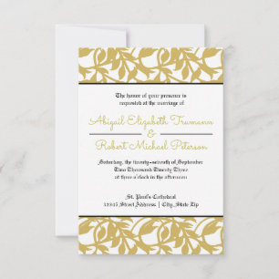 Mid-Century Modern Gold Leaf-3x5Wedding Invitation