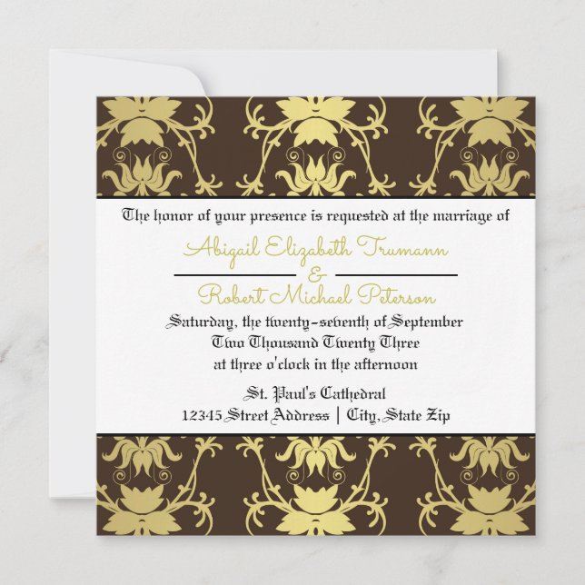 Mid-Century Modern Gold Leaf - Wedding Invitation (Front)
