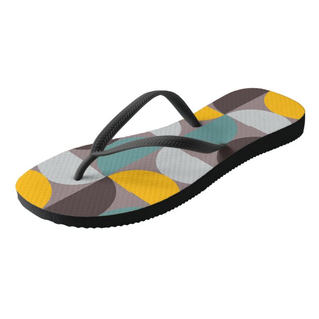 Mid-Century Modern Gold Moon Horizon   Flip Flops (Angled)