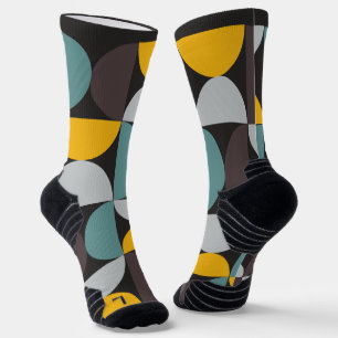 Mid-Century Modern Gold Moon Horizon   Socks
