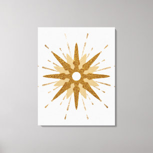 Mid-Century Modern Gold Starburst Art Canvas Print