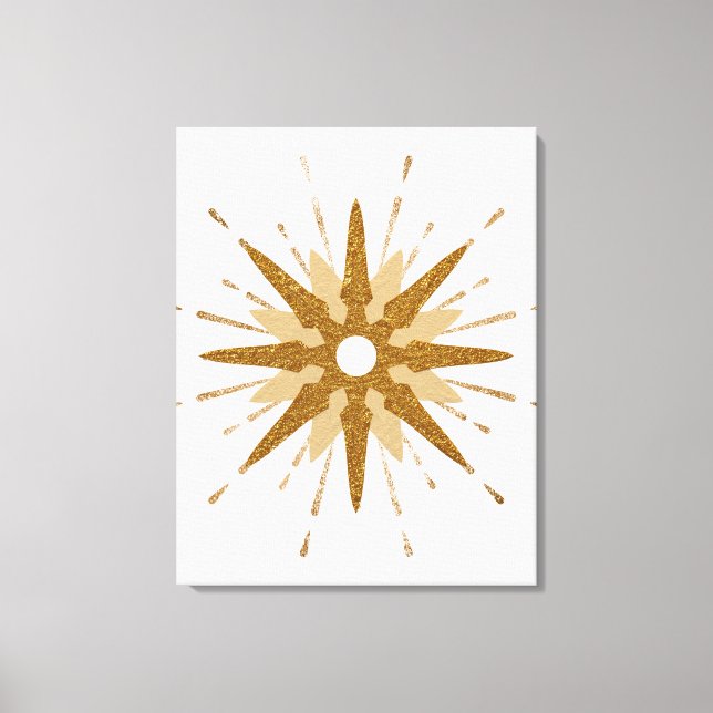 Mid-Century Modern Gold Starburst Art Canvas Print (Front)