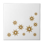 Mid-Century Modern Gold Starburst Design Tile<br><div class="desc">Mid-century modern inspired design featuring vintage retro gold starbursts in an organic design on a white background. Simple,  clean modern design.</div>