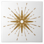 Mid-Century Modern Gold Starburst | Large Tile<br><div class="desc">Mid-century modern inspired design featuring vintage retro gold starburst serving as the focal point, complimented by modern starburst design elements. Simple, clean starburst design in a gold and white colour palette. One design of a coordinating collection. Designed as a template, you can create your own custom design by using the...</div>