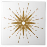 Mid-Century Modern Gold Starburst | Large Tile<br><div class="desc">Mid-century modern inspired design featuring vintage retro gold starburst serving as the focal point, complimented by modern starburst design elements. Simple, clean starburst design in a gold and white colour palette. One design of a coordinating collection. Designed as a template, you can create your own custom design by using the...</div>