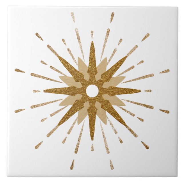 Mid-Century Modern Gold Starburst | Large Tile (Front)