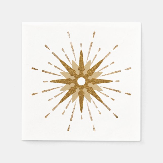 Mid-Century Modern Gold Starburst Napkin (Front)