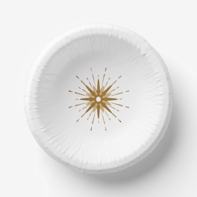 Mid-Century Modern Gold Starburst Paper Plate (Front)
